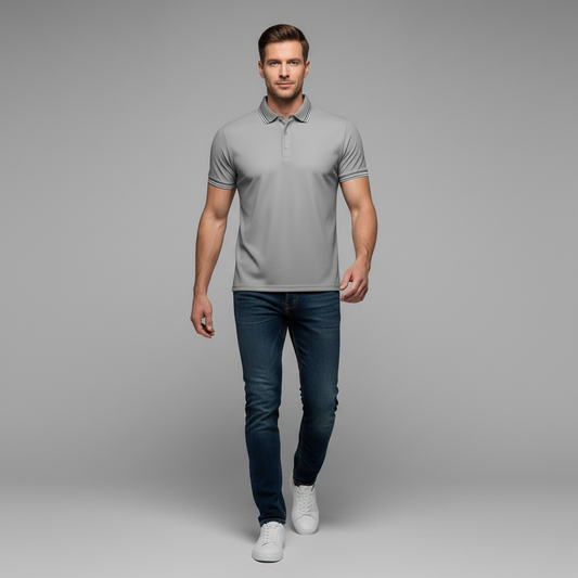 Men's Elegant Polo Shirt | Classic Fit Long Sleeve Polo Shirts