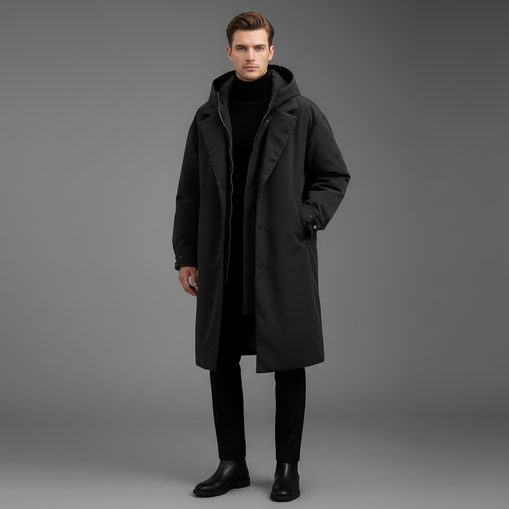 Men's Long Puffer Coat with Hood | Men's Winter Coat
