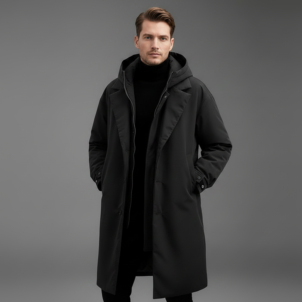 Men's Long Puffer Coat with Hood | Men's Winter Coat