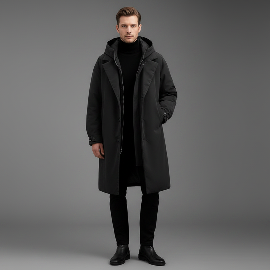 Men's Long Puffer Coat with Hood | Men's Winter Coat
