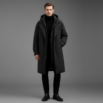 Men's Long Puffer Coat with Hood | Men's Winter Coat