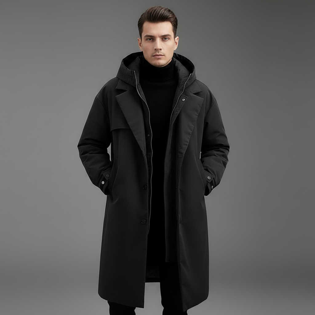 Men's Long Puffer Coat with Hood | Men's Winter Coat