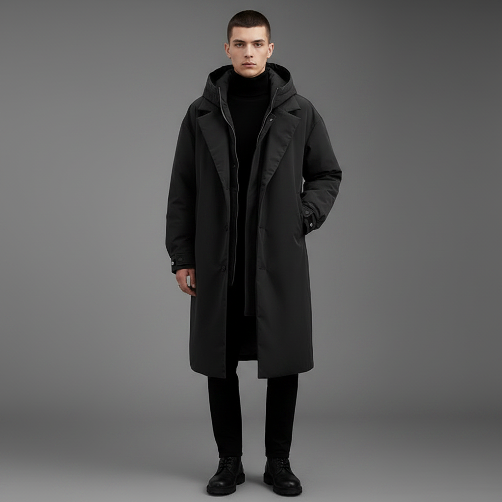 Men's Long Puffer Coat with Hood | Men's Winter Coat