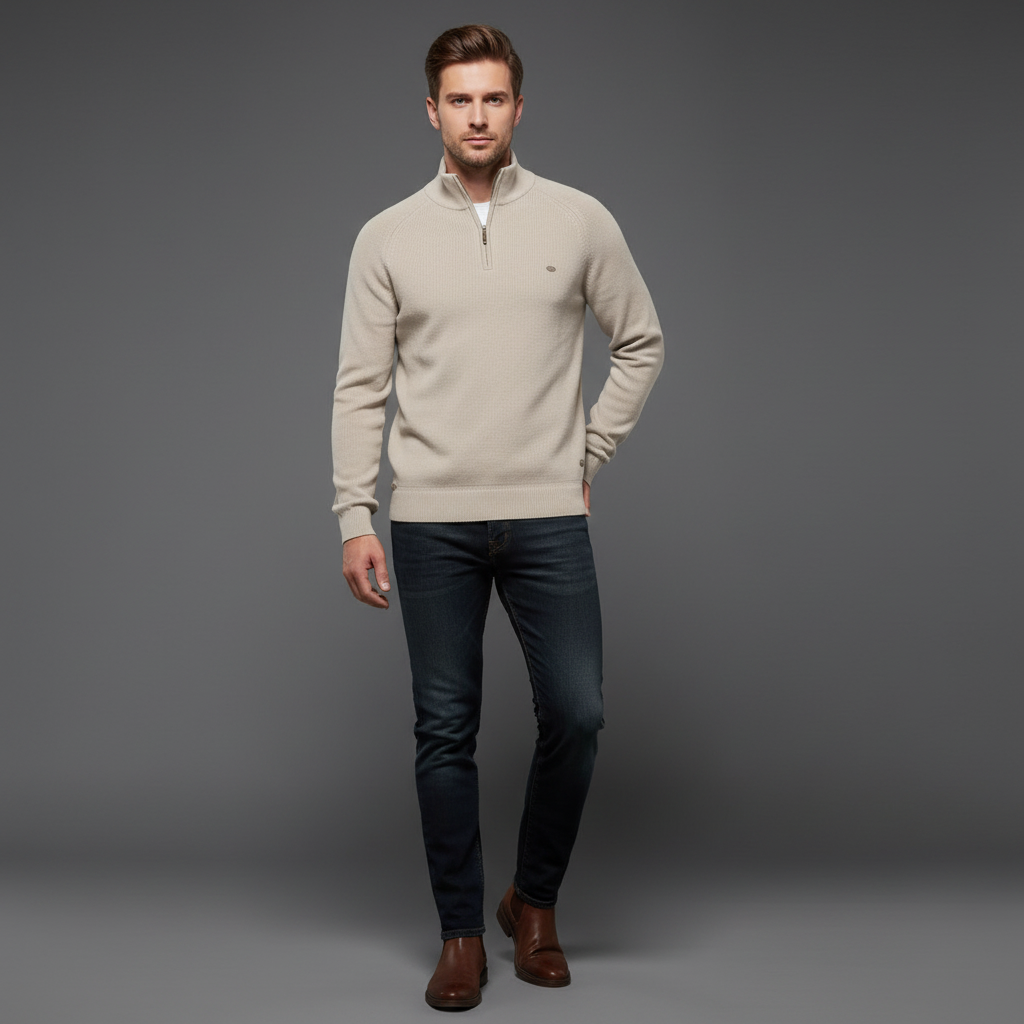 Men's Slim Fit Half-Zip Jumper | Stylish Knitwear