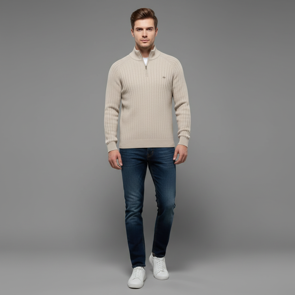 Men's Slim Fit Half-Zip Jumper | Stylish Knitwear