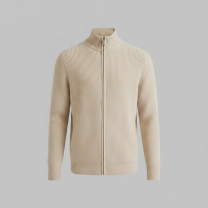 Men's Slim Fit Zip Cardigan | Stylish Ribbed Knit Jacket