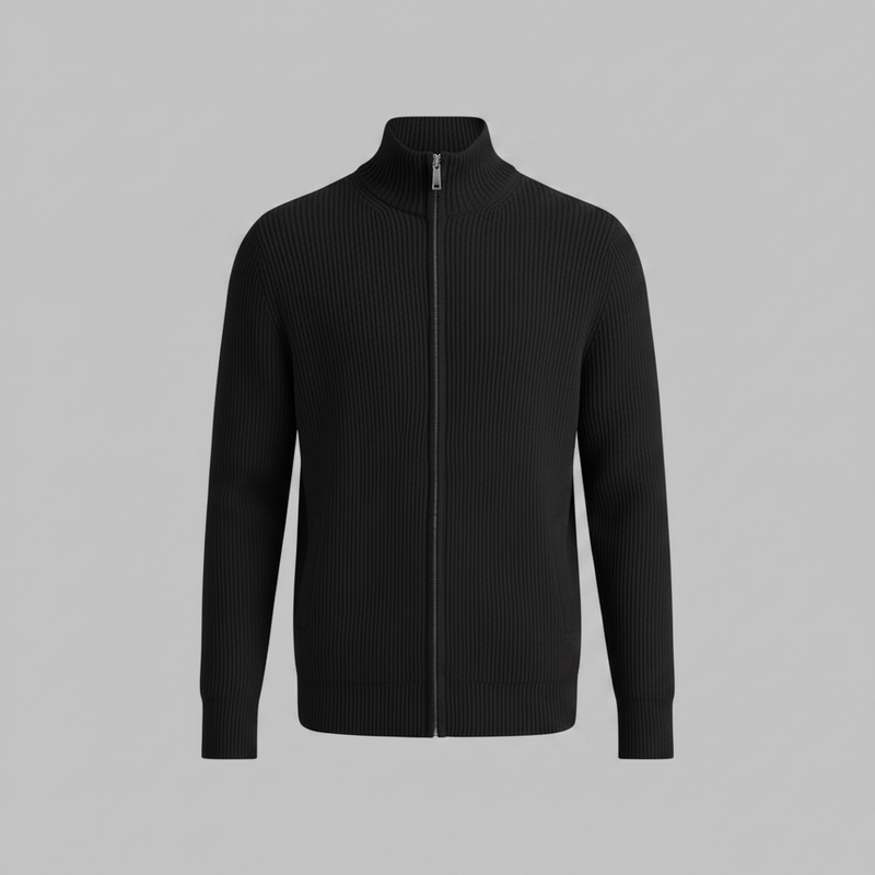 Men's Slim Fit Zip Cardigan | Stylish Ribbed Knit Jacket