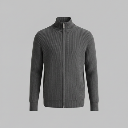 Men's Slim Fit Zip Cardigan | Stylish Ribbed Knit Jacket