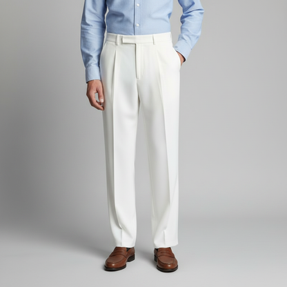 Men's Straight Fit Pleated Pants | Formal Trousers