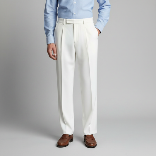 Men's Straight Fit Pleated Pants | Formal Trousers
