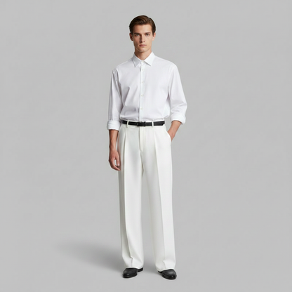 Men's Straight Fit Pleated Pants | Formal Trousers