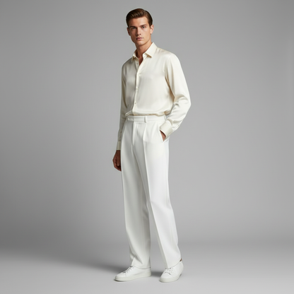 Men's Straight Fit Pleated Pants | Formal Trousers