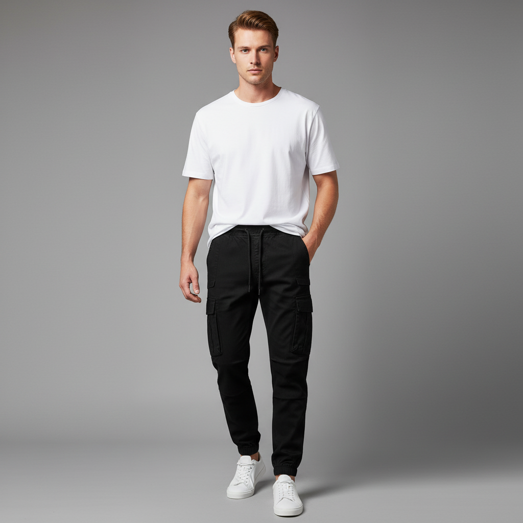 Men's Tactical Cargo Pants | Black Cargo Trousers for Outdoor Use