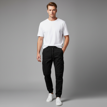 Men's Tactical Cargo Pants | Black Cargo Trousers for Outdoor Use