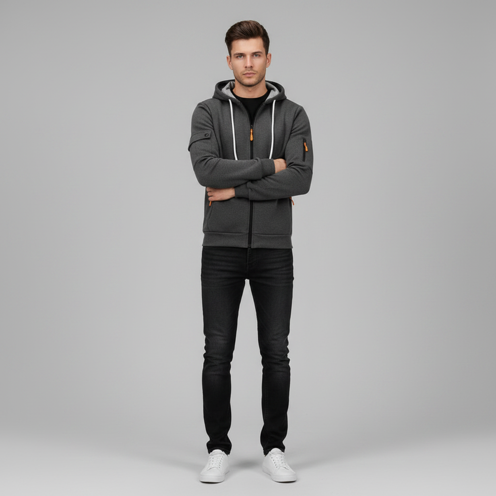 Men's Utility Zip-Up Hoodie | Casual Sweatshirt with Pockets