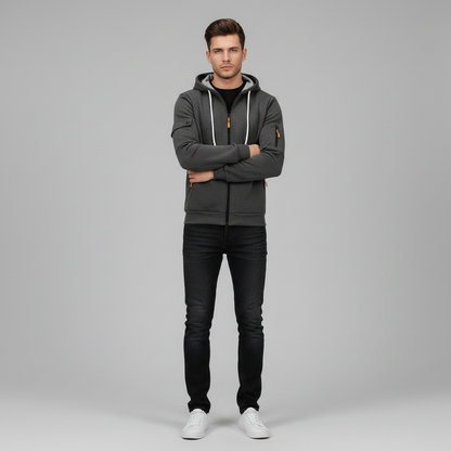 Men's Utility Zip-Up Hoodie | Casual Sweatshirt with Pockets