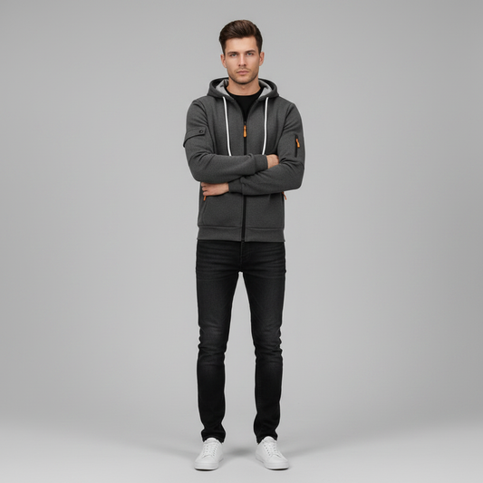 Men's Utility Zip-Up Hoodie | Casual Sweatshirt with Pockets
