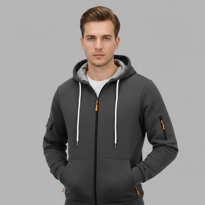 Men's Utility Zip-Up Hoodie | Casual Sweatshirt with Pockets
