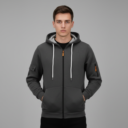 Men's Utility Zip-Up Hoodie | Casual Sweatshirt with Pockets