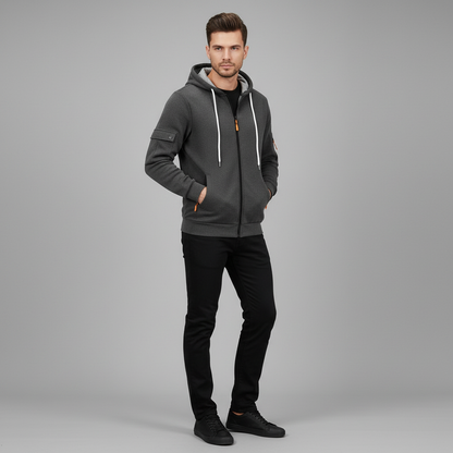 Men's Utility Zip-Up Hoodie | Casual Sweatshirt with Pockets